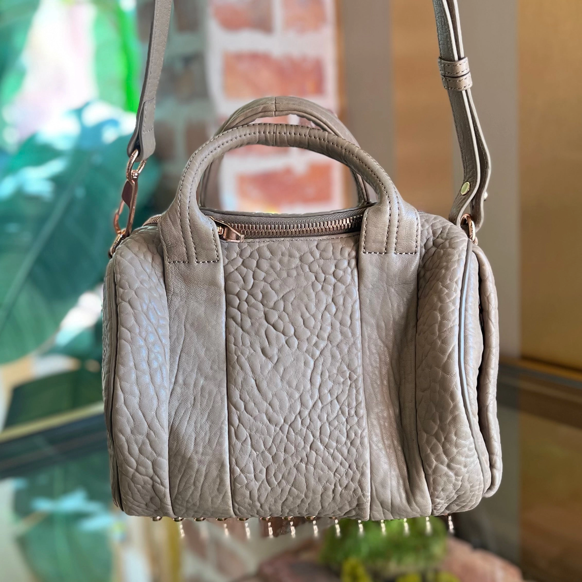 ALEXANDER WANG Rocco Pebbled Lambskin Satchel Bag TS3946