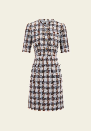 Amber and Light Blue Tweed Dress