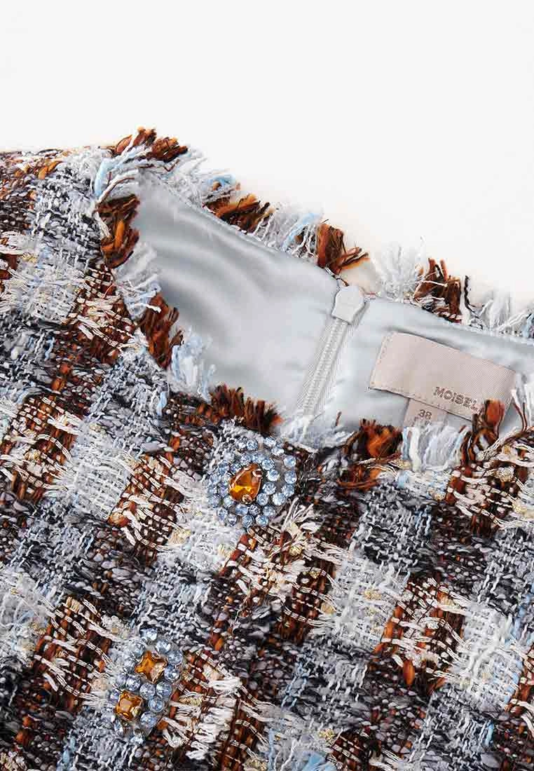 Amber and Light Blue Tweed Dress
