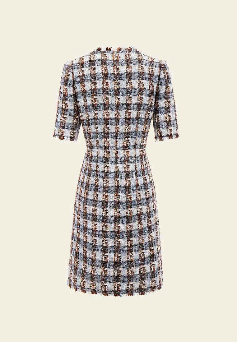Amber and Light Blue Tweed Dress