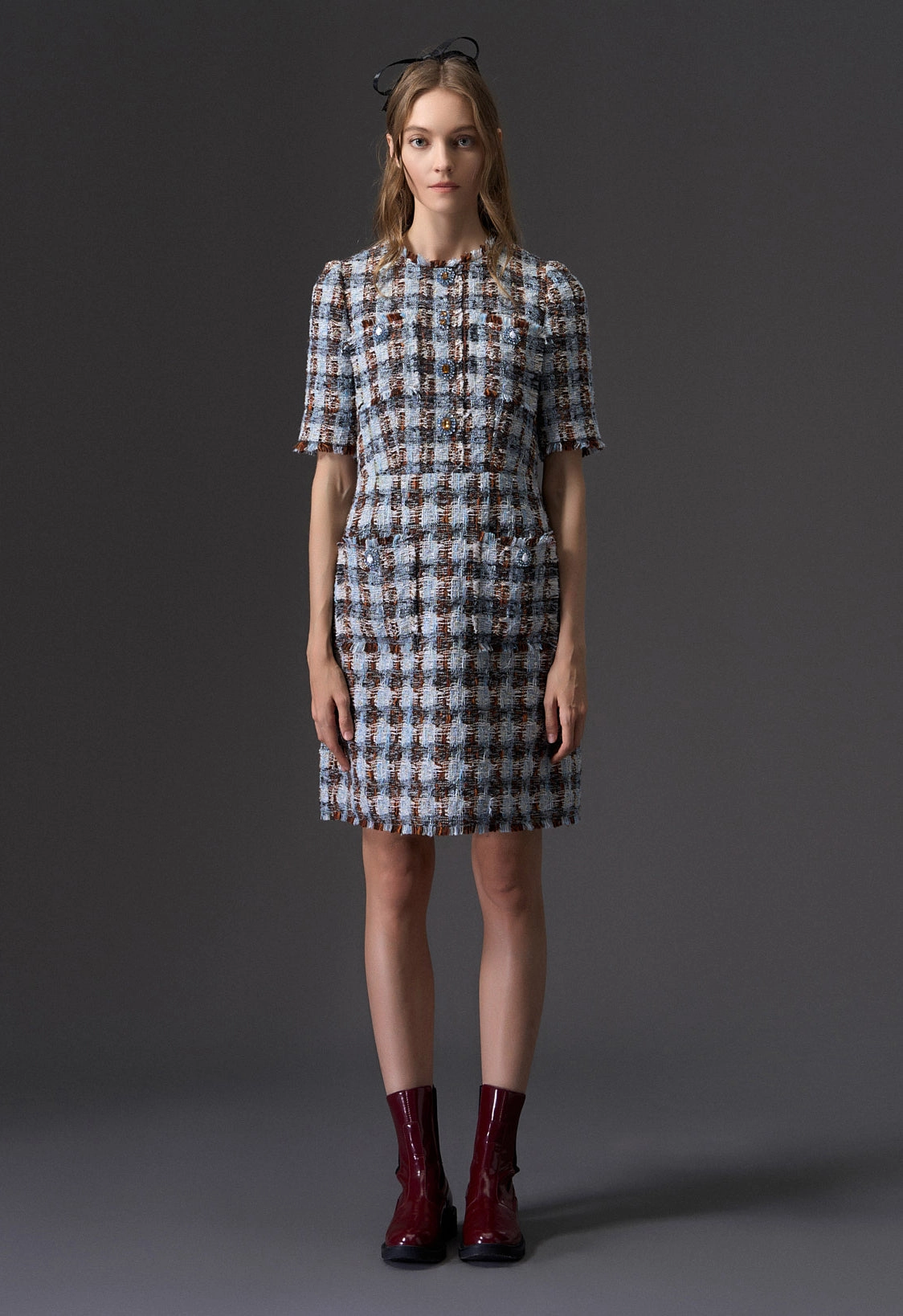 Amber and Light Blue Tweed Dress