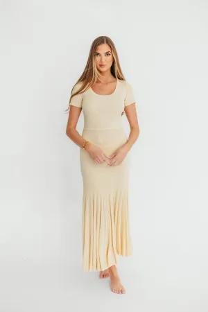 April Pleated Maxi Dress in Cream