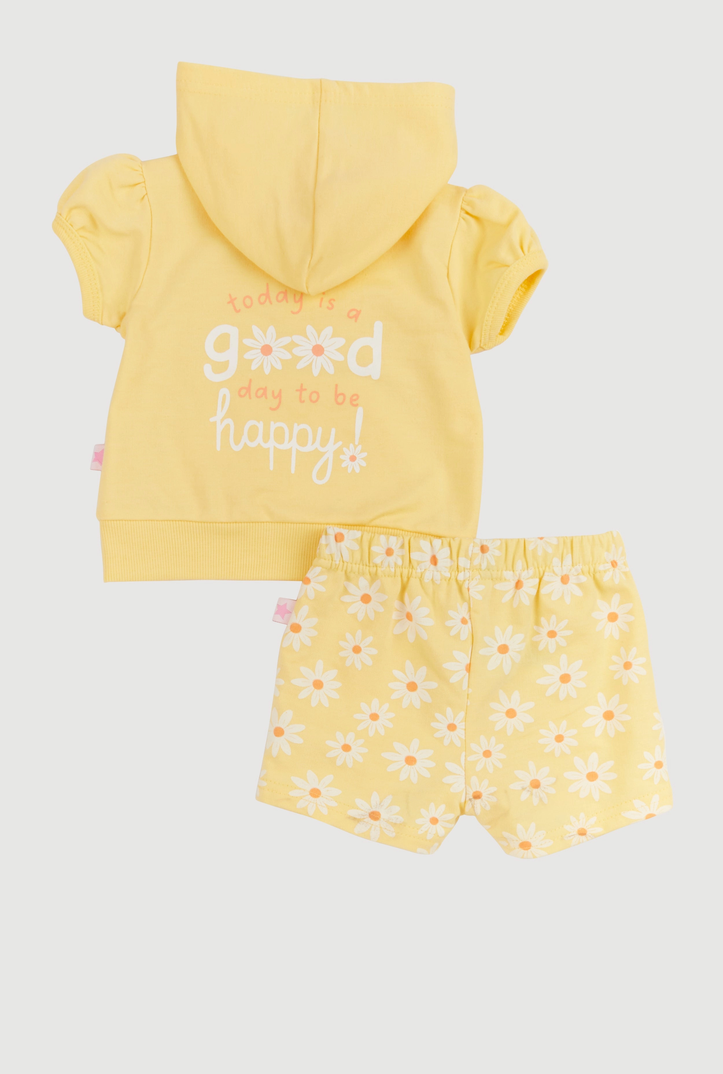 Baby Girls 0-9M Daisy Graphic Hooded Top and Shorts