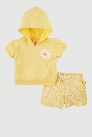 Baby Girls 12-24M Daisy Graphic Hooded Top and Shorts