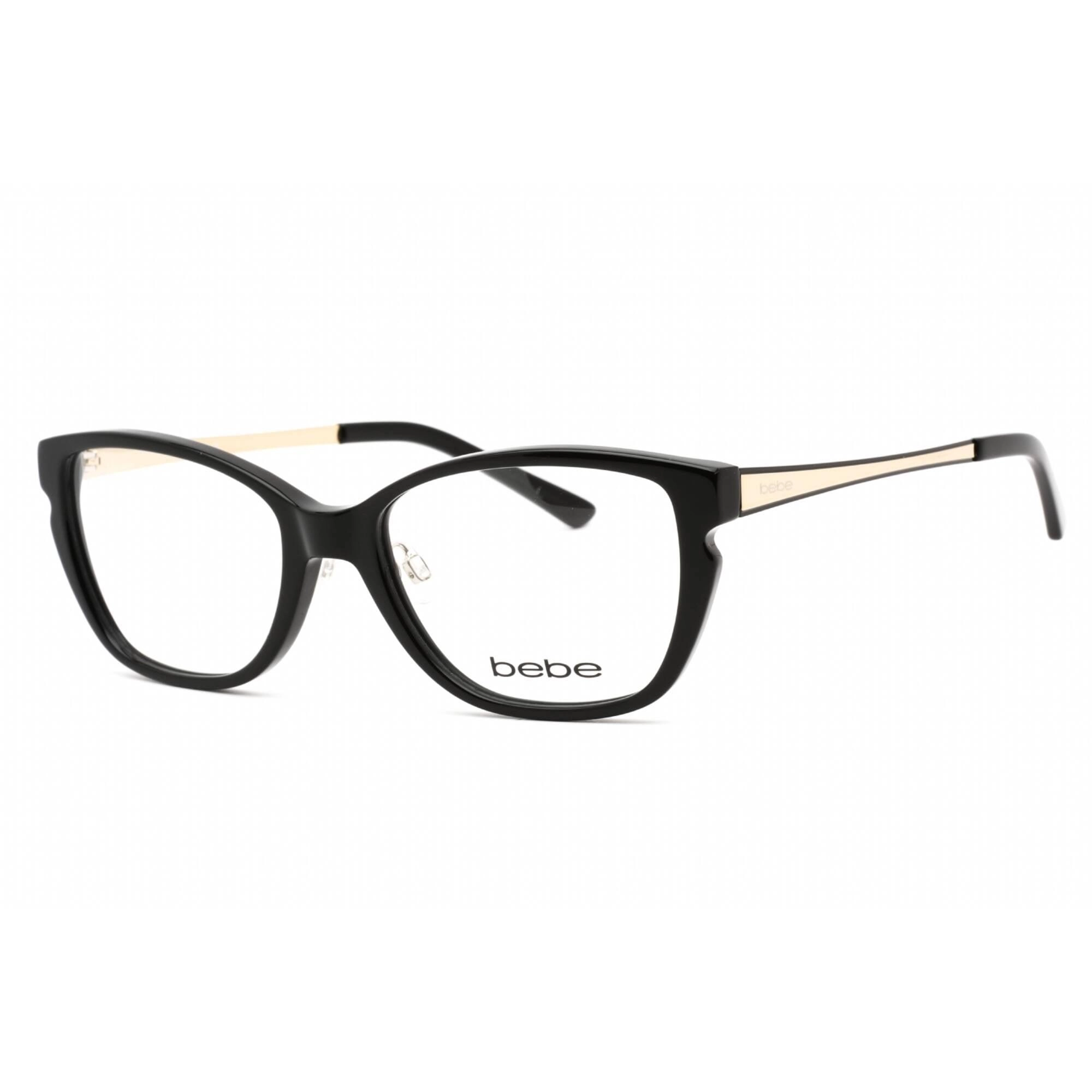 Bebe Women's Eyeglasses - Jet Black Gold Rectangular Shape Frame Clear Lens | BB5158 001