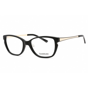 Bebe Women's Eyeglasses - Jet Black Gold Rectangular Shape Frame Clear Lens | BB5158 001