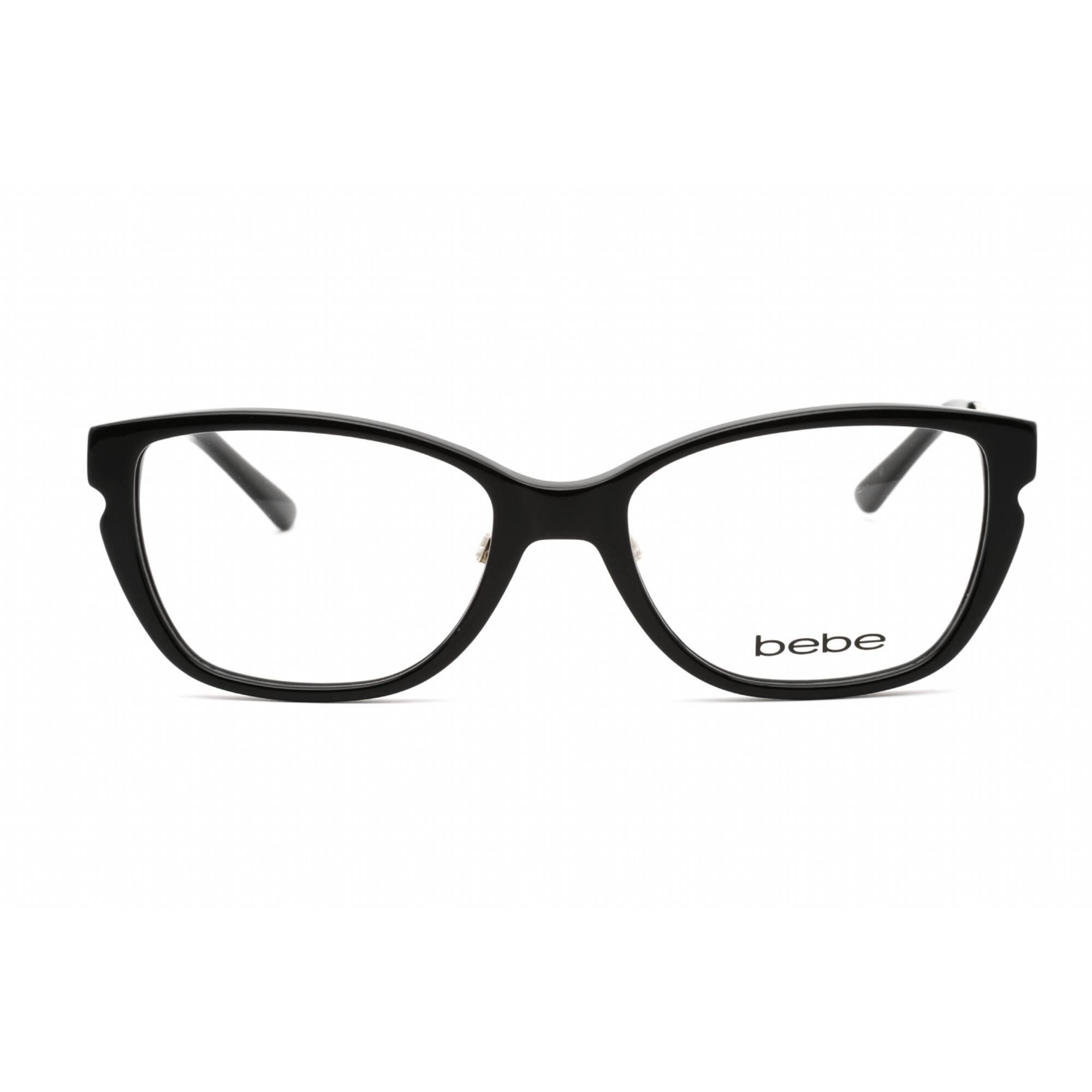 Bebe Women's Eyeglasses - Jet Black Gold Rectangular Shape Frame Clear Lens | BB5158 001