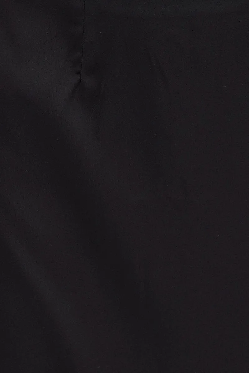 Black Midi Dress Cowl Neck Satin