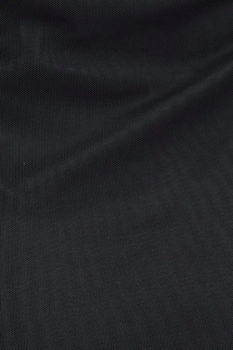 Black Mini Dress Corset Detail Mesh