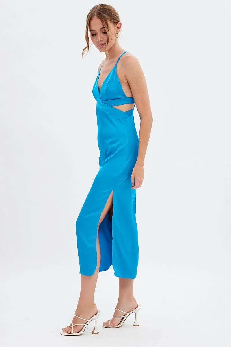 Blue Cutout Midi Dress
