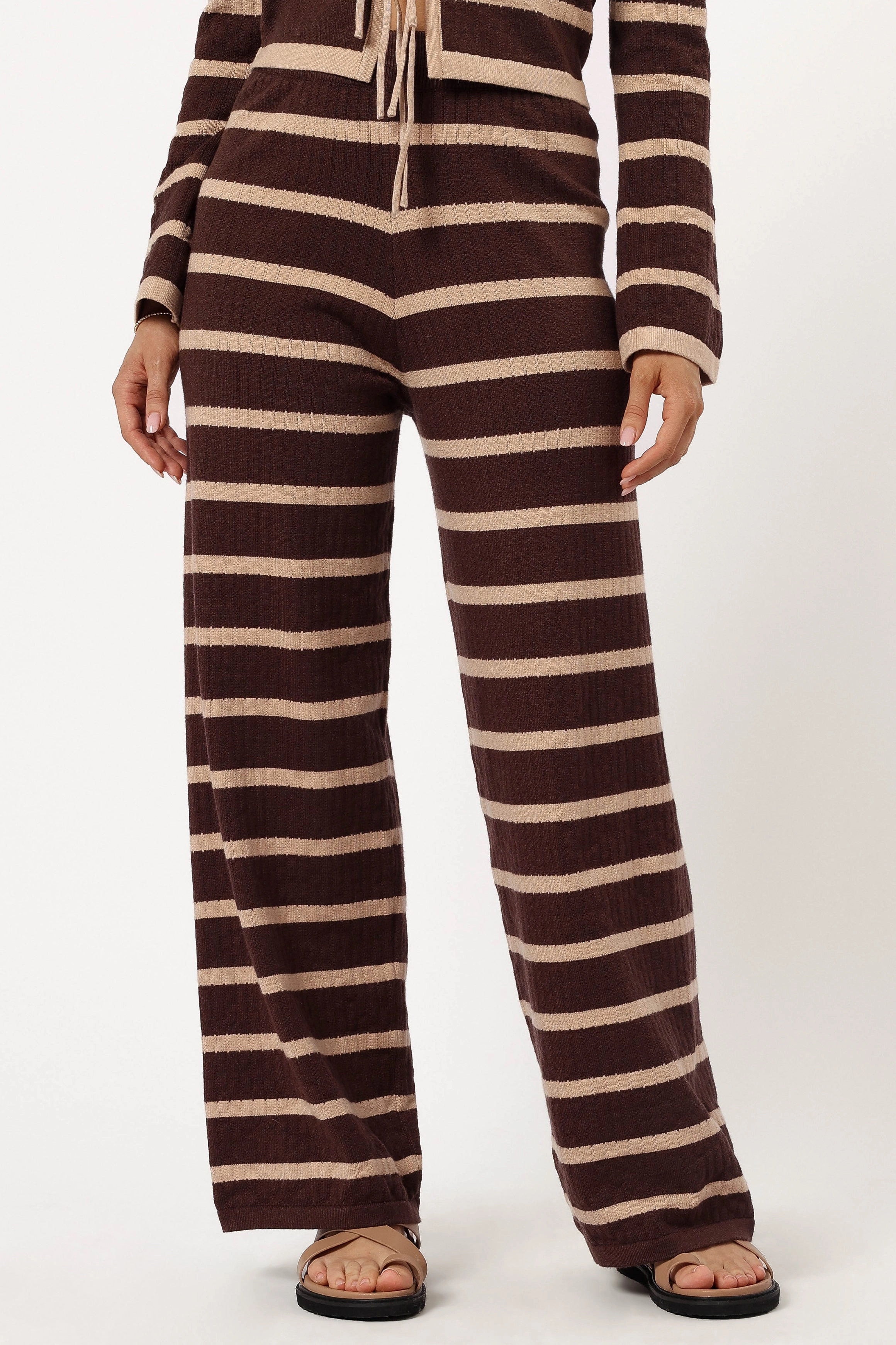 Carina Knit Pant - Chocolate Brown Stripe
