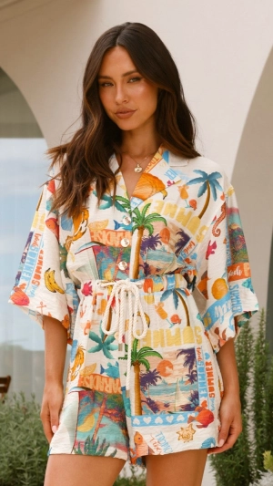 Cassia Playsuit - Tropical Print