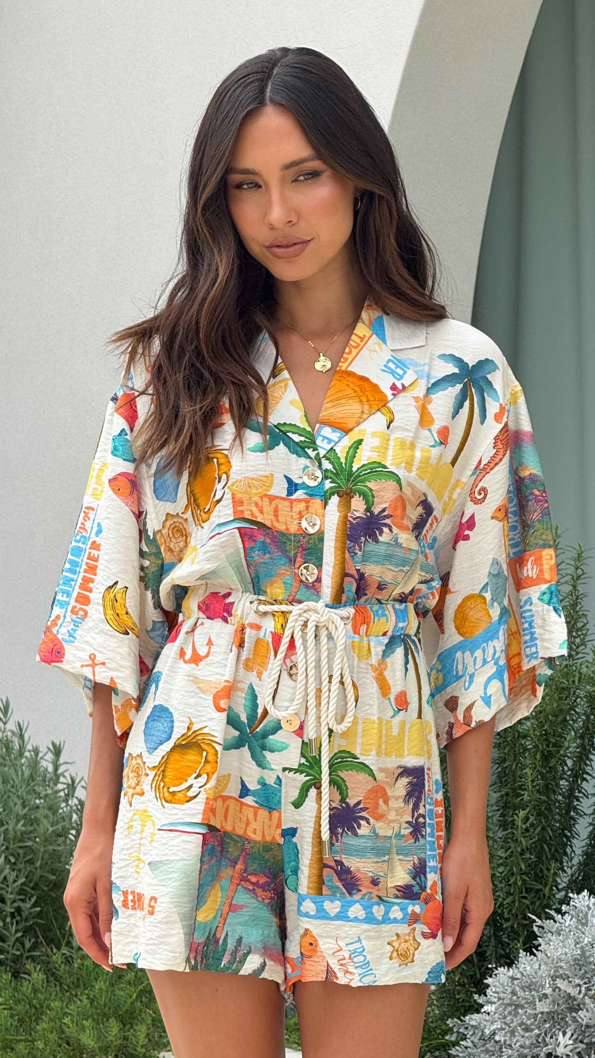 Cassia Playsuit - Tropical Print