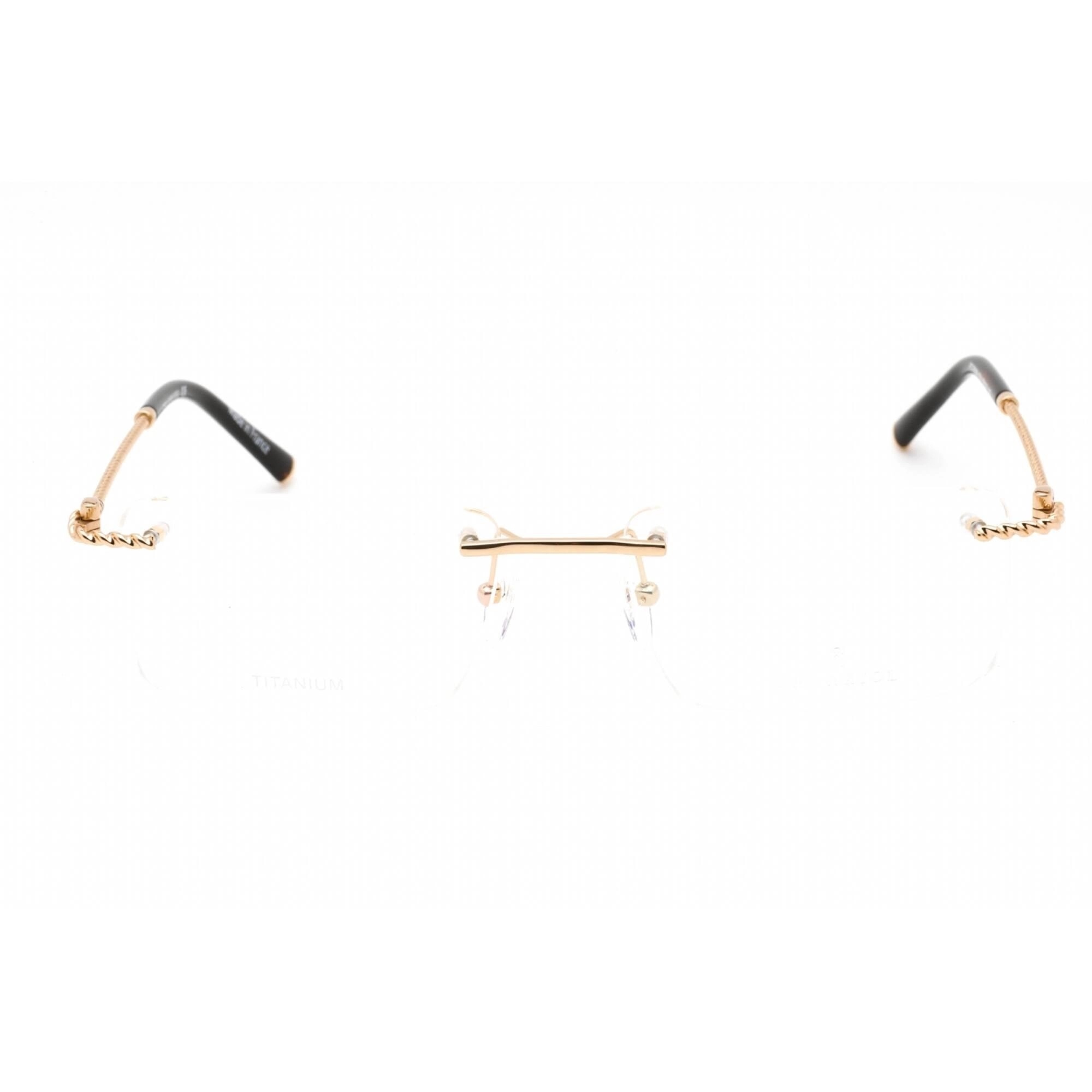 Charriol Men's Eyeglasses - Rimless Shiny Gold Rectangular Metal Frame | PC75098 C01