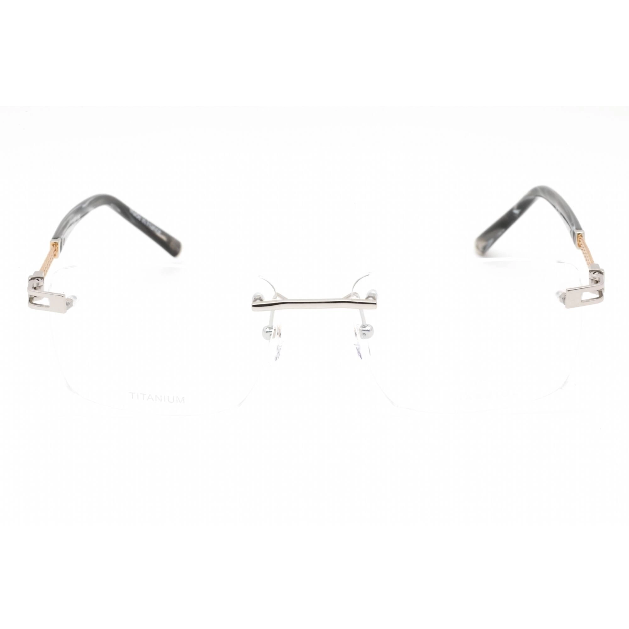 Charriol Men's Eyeglasses - Shiny Silver/Gold Rectangular Metal Frame | PC75094 C02