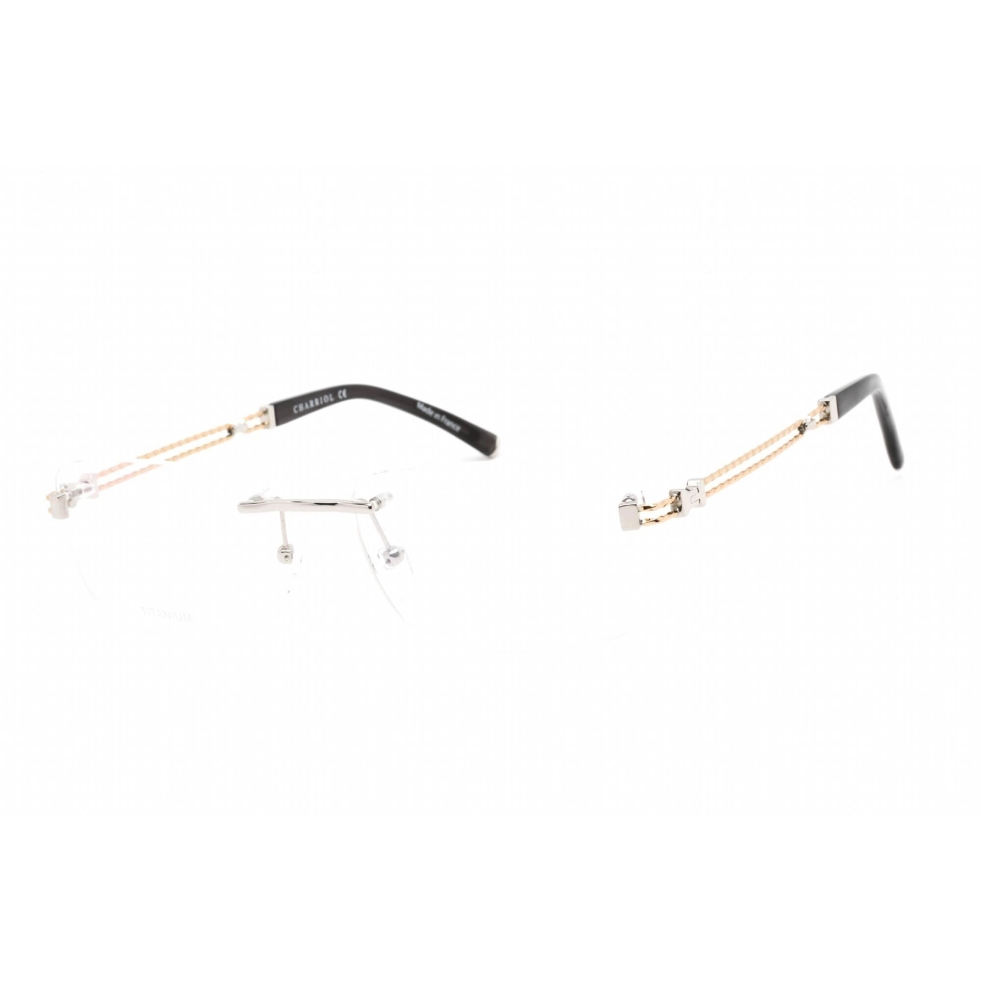 Charriol Men's Eyeglasses - Shiny Silver/Gold Titanium Rectangular Frame | PC75088 C02