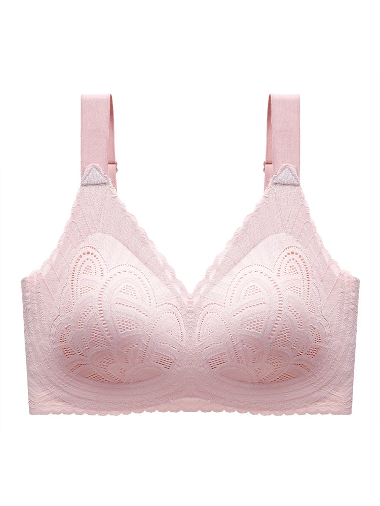 Comfortable V-neck Wireless Side Support Minimizer Everyday Bra