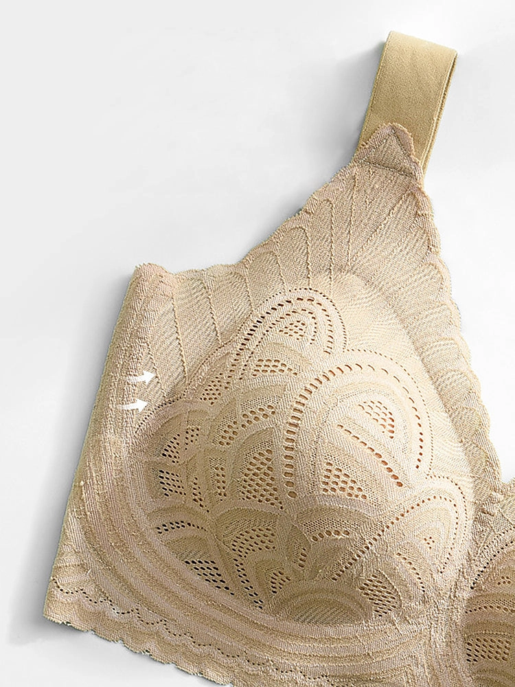 Comfortable V-neck Wireless Side Support Minimizer Everyday Bra