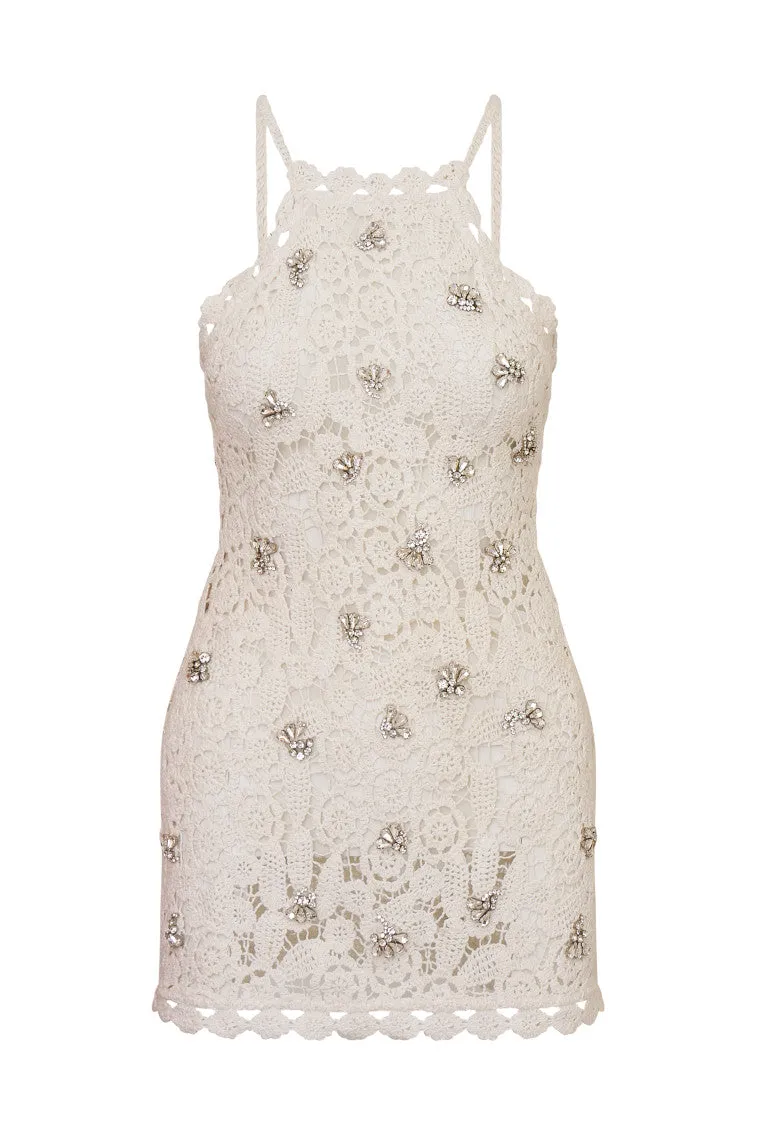 Considine Embellished Crochet Mini Dress