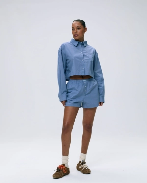 Cotton Boxer Shorts - Blue