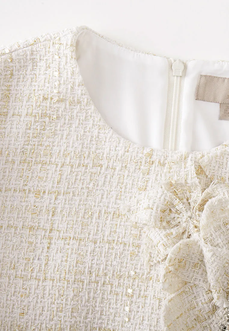 Crystal-detail Flower Embellished Dress