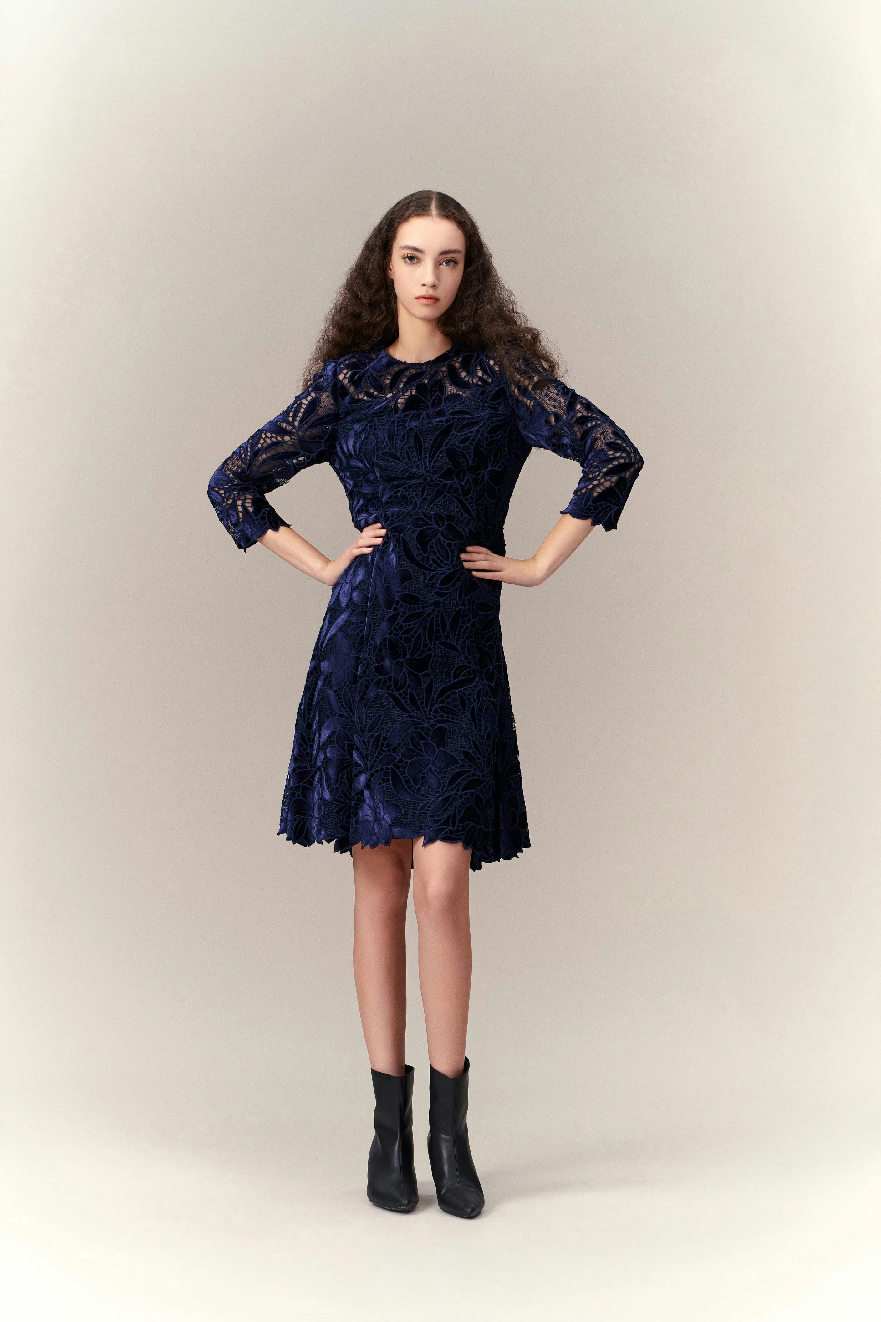 Cut-out Lace Midi Dress