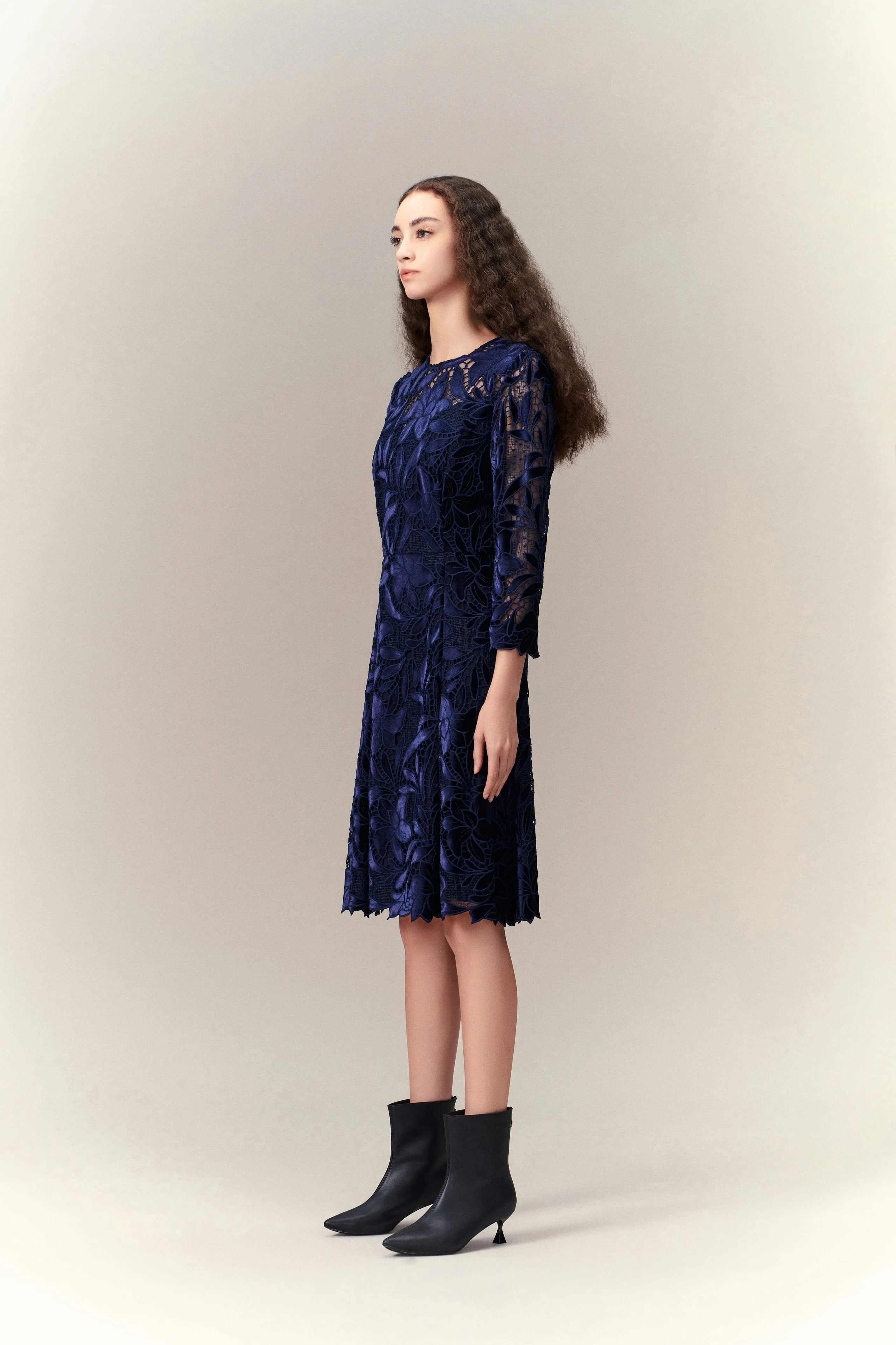 Cut-out Lace Midi Dress