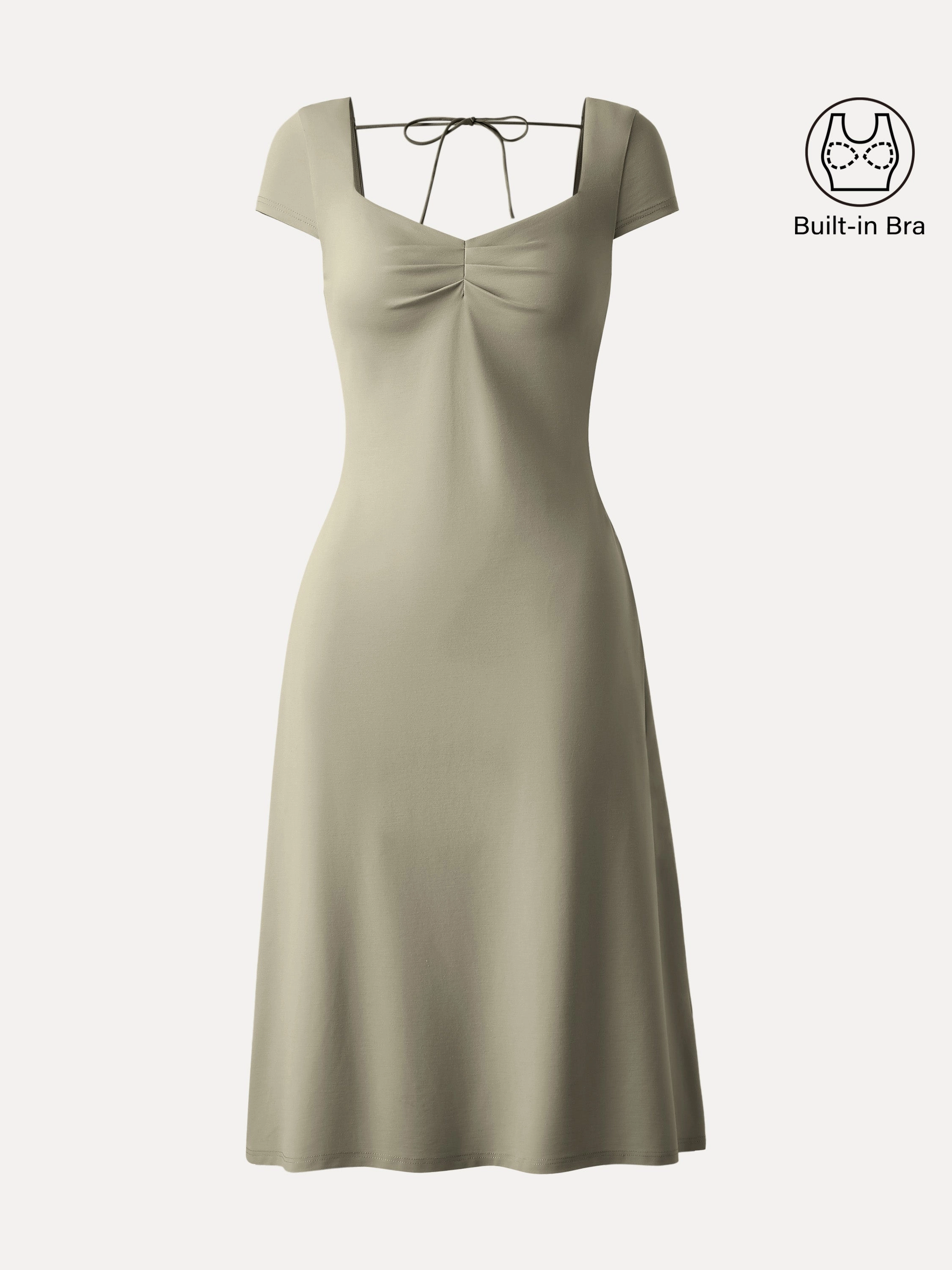 Diamond Neck Open Back Midi New Airy Brami Dress
