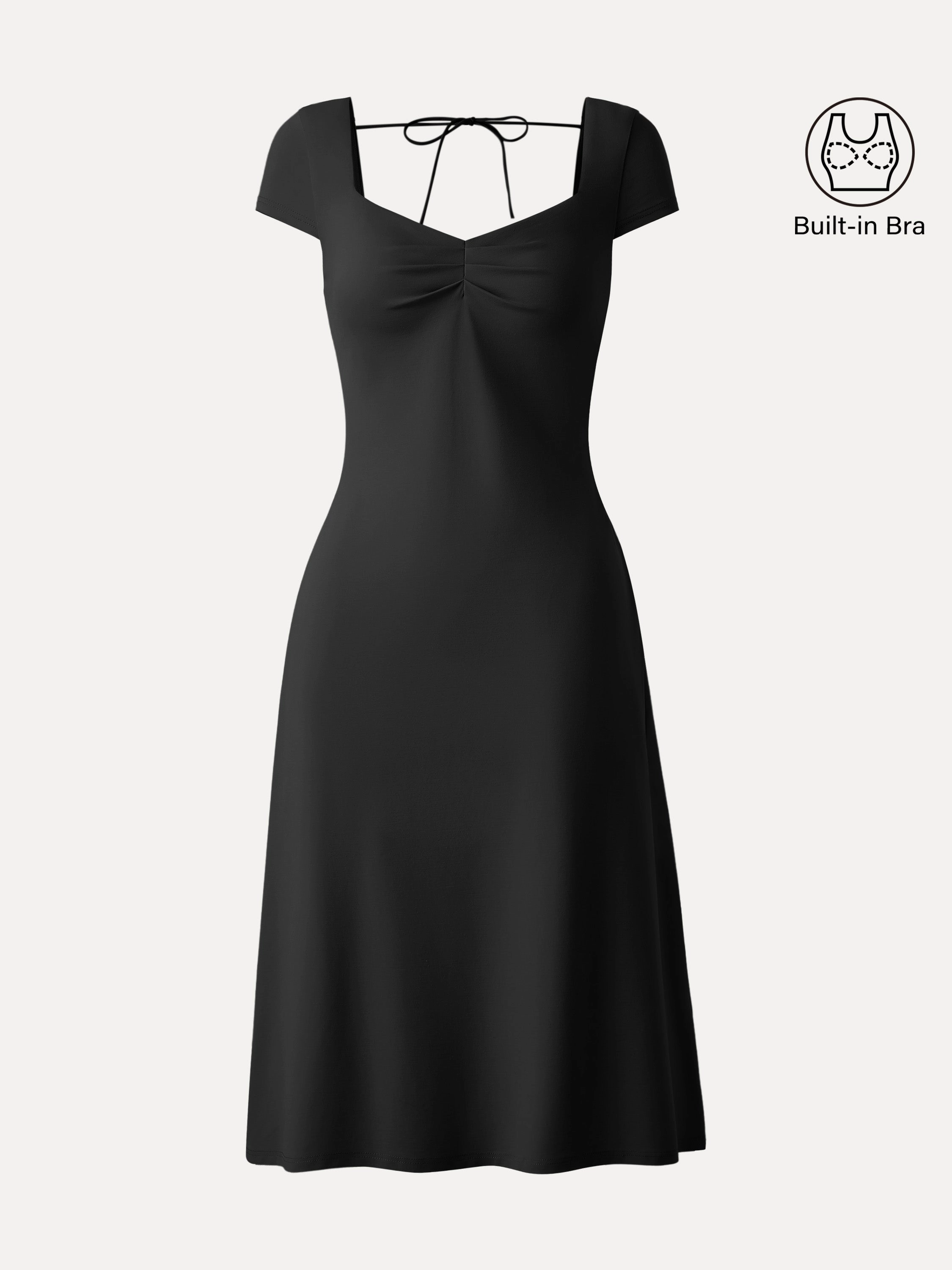 Diamond Neck Open Back Midi New Airy Brami Dress