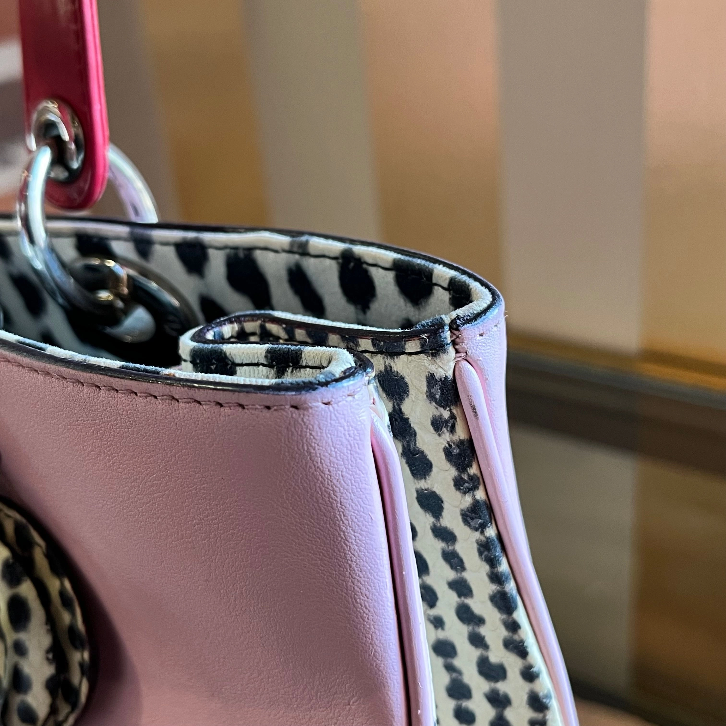DIOR Medium Diorissimo Python Calfskin Leopard Print Tote Bag