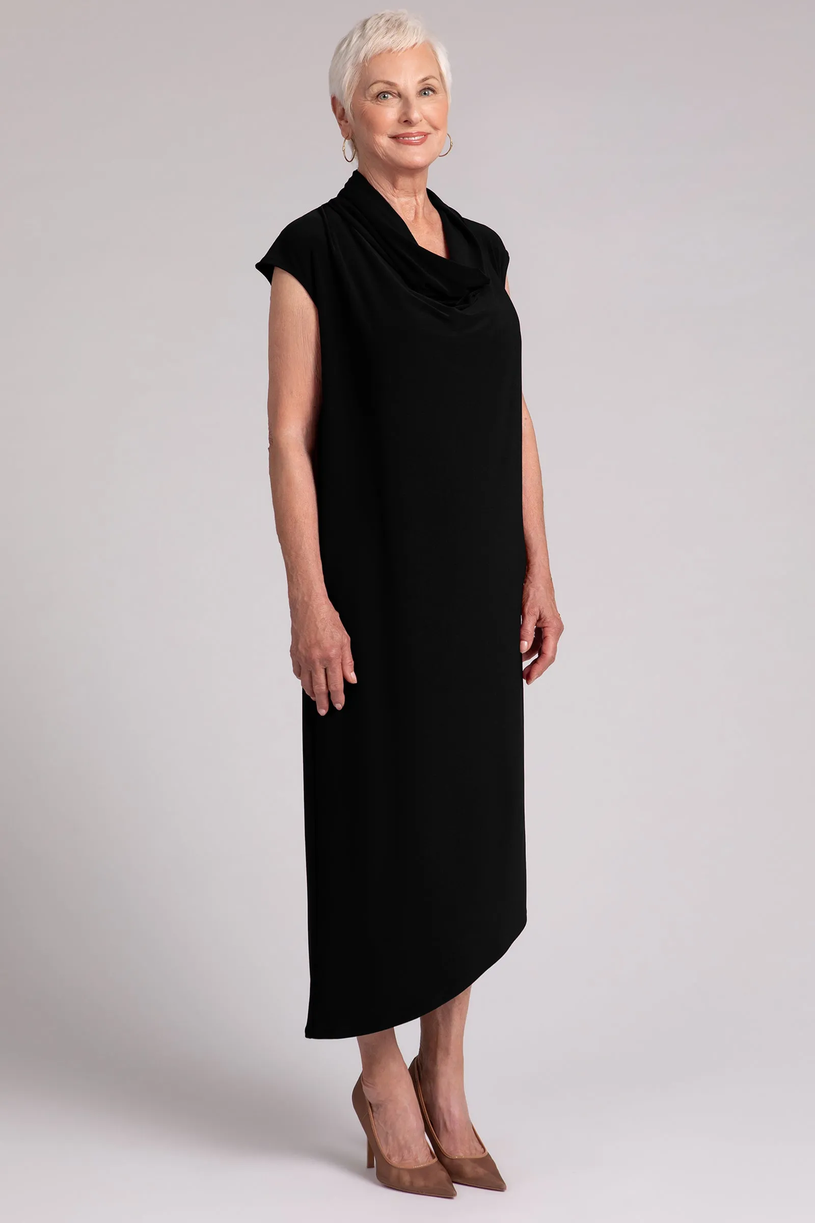 Draped Cowl Dress | Black