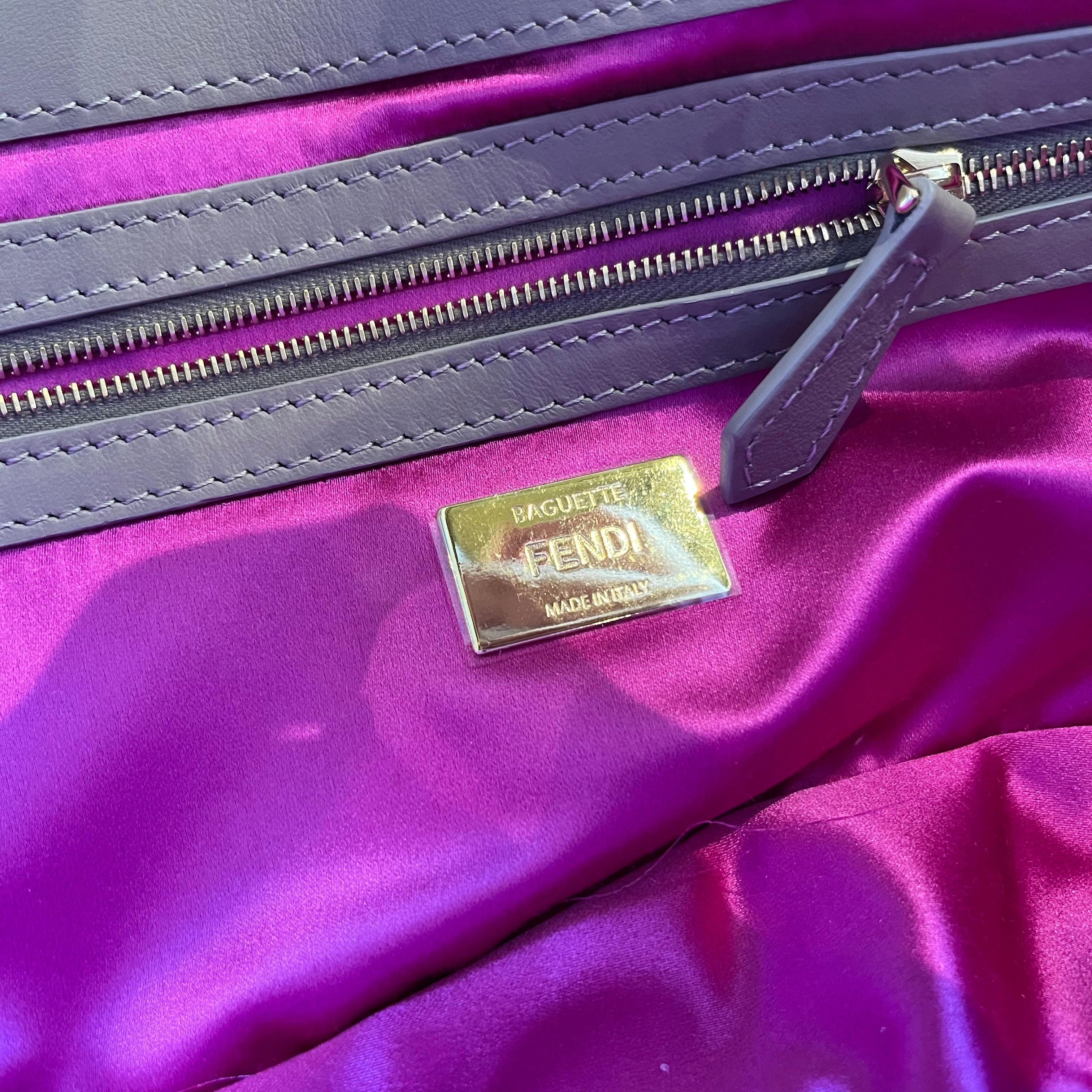 FENDI Tortora Sequin Paillettes Vitello Grace Sex and the City Baguette
