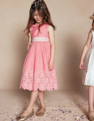 Flower Hem Occasion Dress-Salmon Pink
