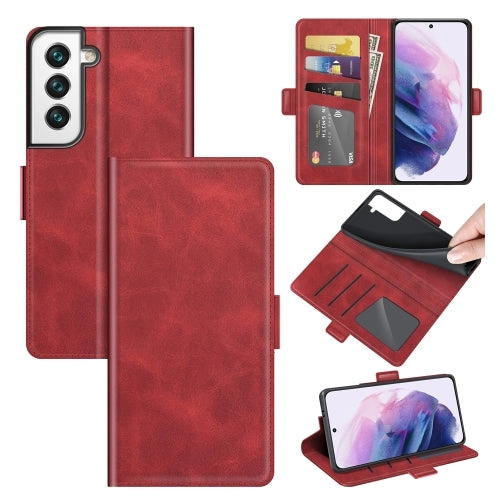 For Samsung Galaxy S22 5G Dual-side Magnetic Buckle Horizontal Flip Leather Case with Holder