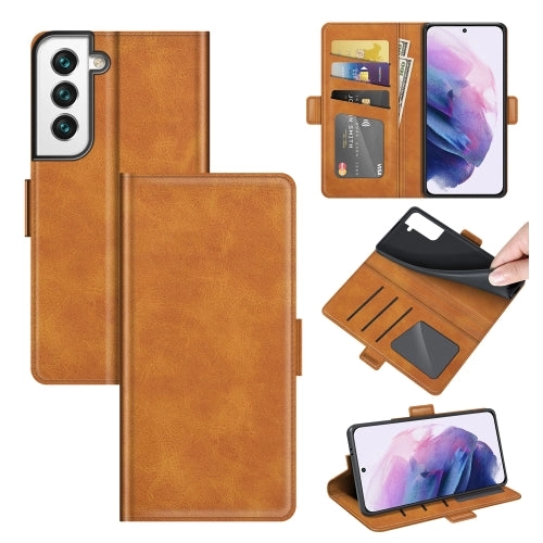 For Samsung Galaxy S22 5G Dual-side Magnetic Buckle Horizontal Flip Leather Case with Holder