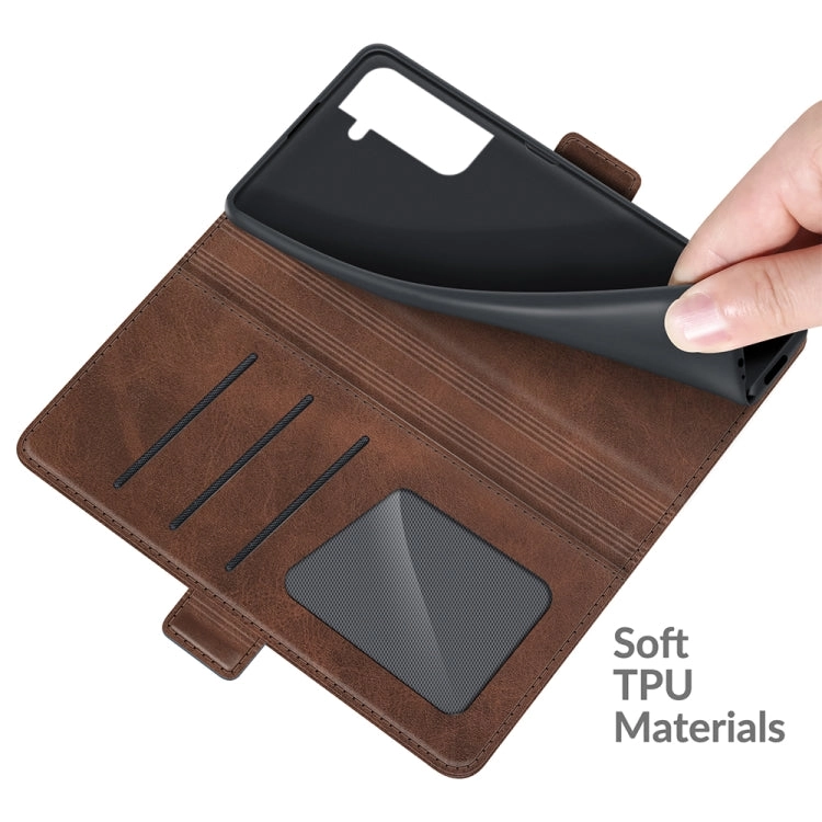 For Samsung Galaxy S22 5G Dual-side Magnetic Buckle Horizontal Flip Leather Case with Holder