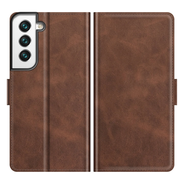 For Samsung Galaxy S22 5G Dual-side Magnetic Buckle Horizontal Flip Leather Case with Holder