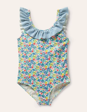 Frill Swimsuit-Elizabethan Blue Spring Floral