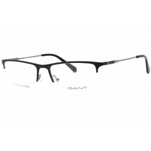 Gant Men's Eyeglasses - Matte Black Metal Rectangular Half Rim Frame | GA3243 002