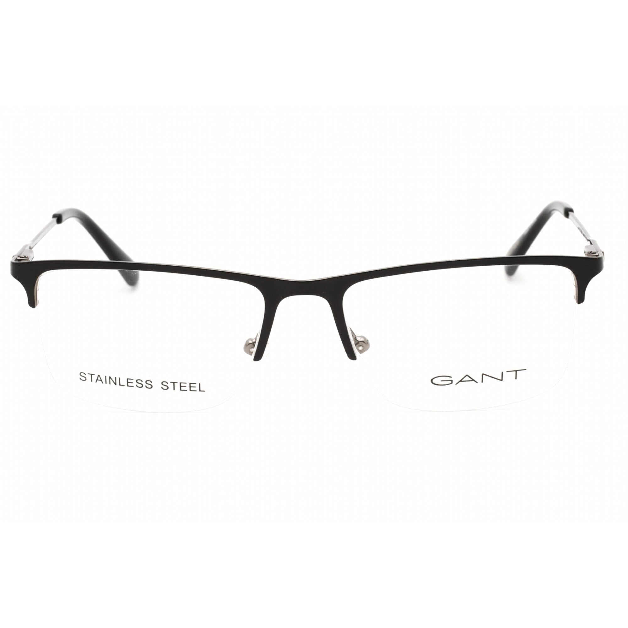 Gant Men's Eyeglasses - Matte Black Metal Rectangular Half Rim Frame | GA3243 002