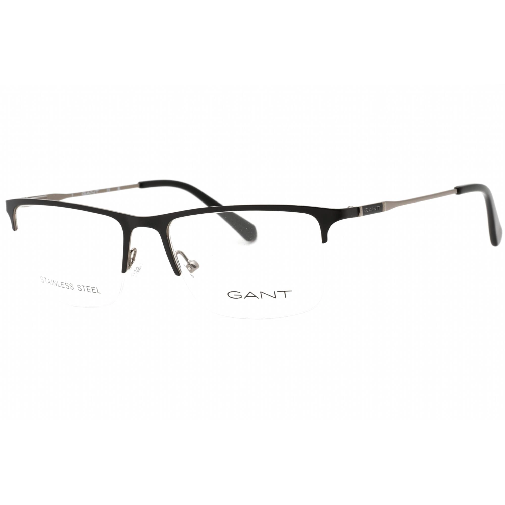 Gant Men's Eyeglasses - Matte Black Metal Rectangular Half Rim Frame | GA3243 002