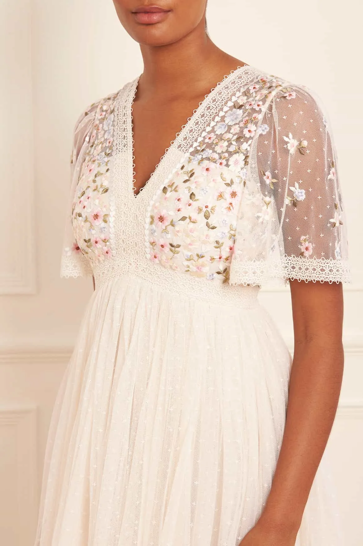 Garland Ribbon Bodice Ankle Gown