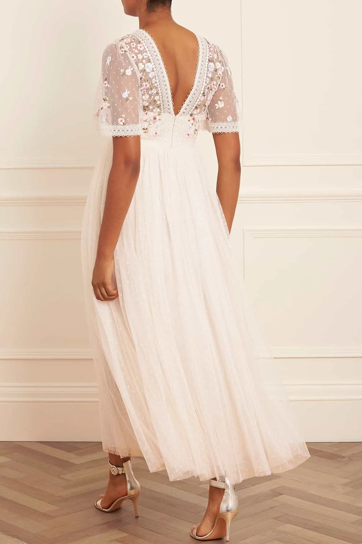 Garland Ribbon Bodice Ankle Gown