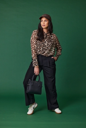 Gloss the Label Cecelia Chiffon Neck Tie Blouse Animal Print