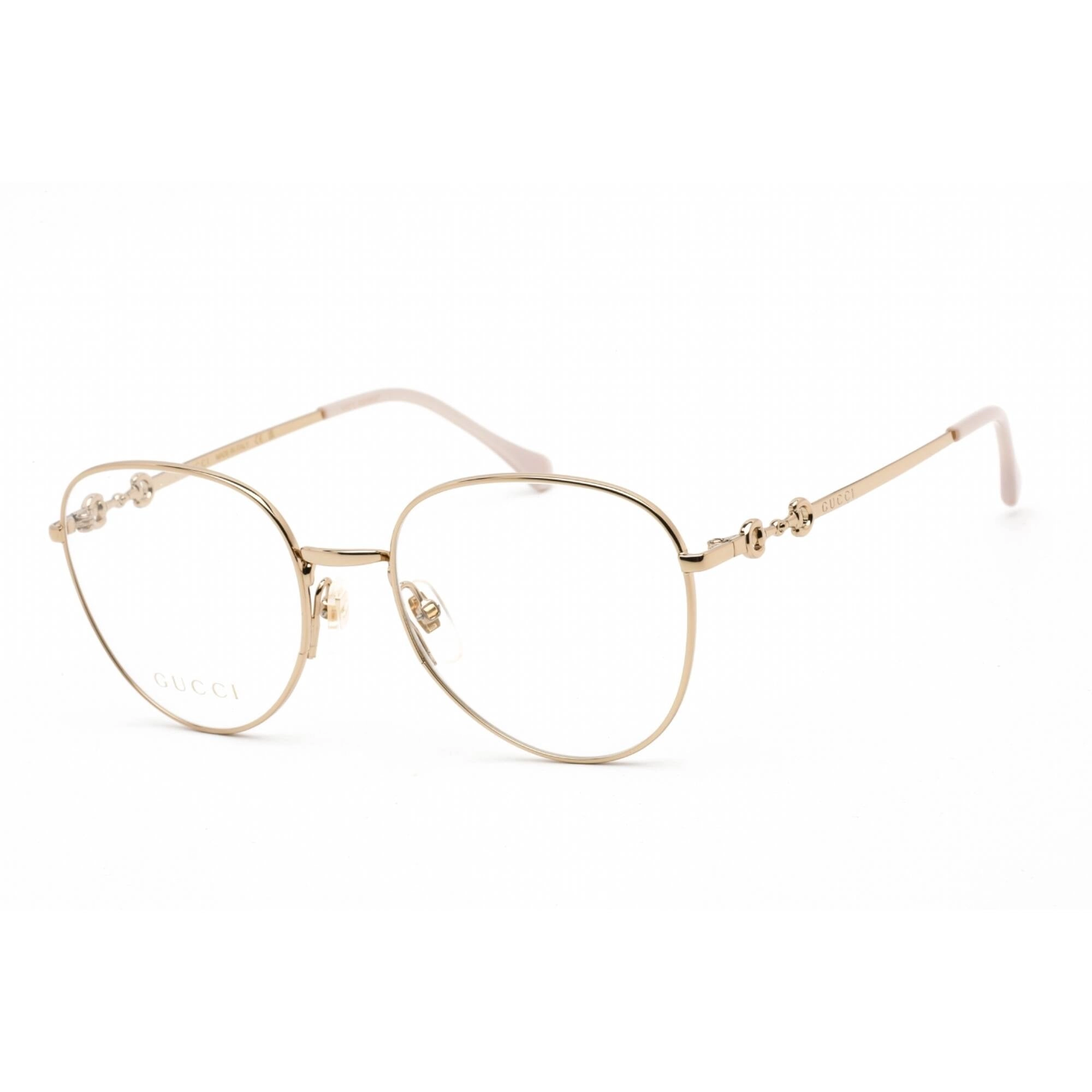 Gucci Women's Eyeglasses - Shiny Gold Metal Oval Shape Full Rim Frame | GG0880O 001
