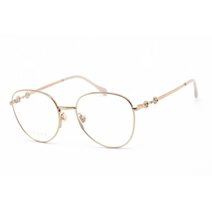 Gucci Women's Eyeglasses - Shiny Gold Metal Oval Shape Full Rim Frame | GG0880O 001