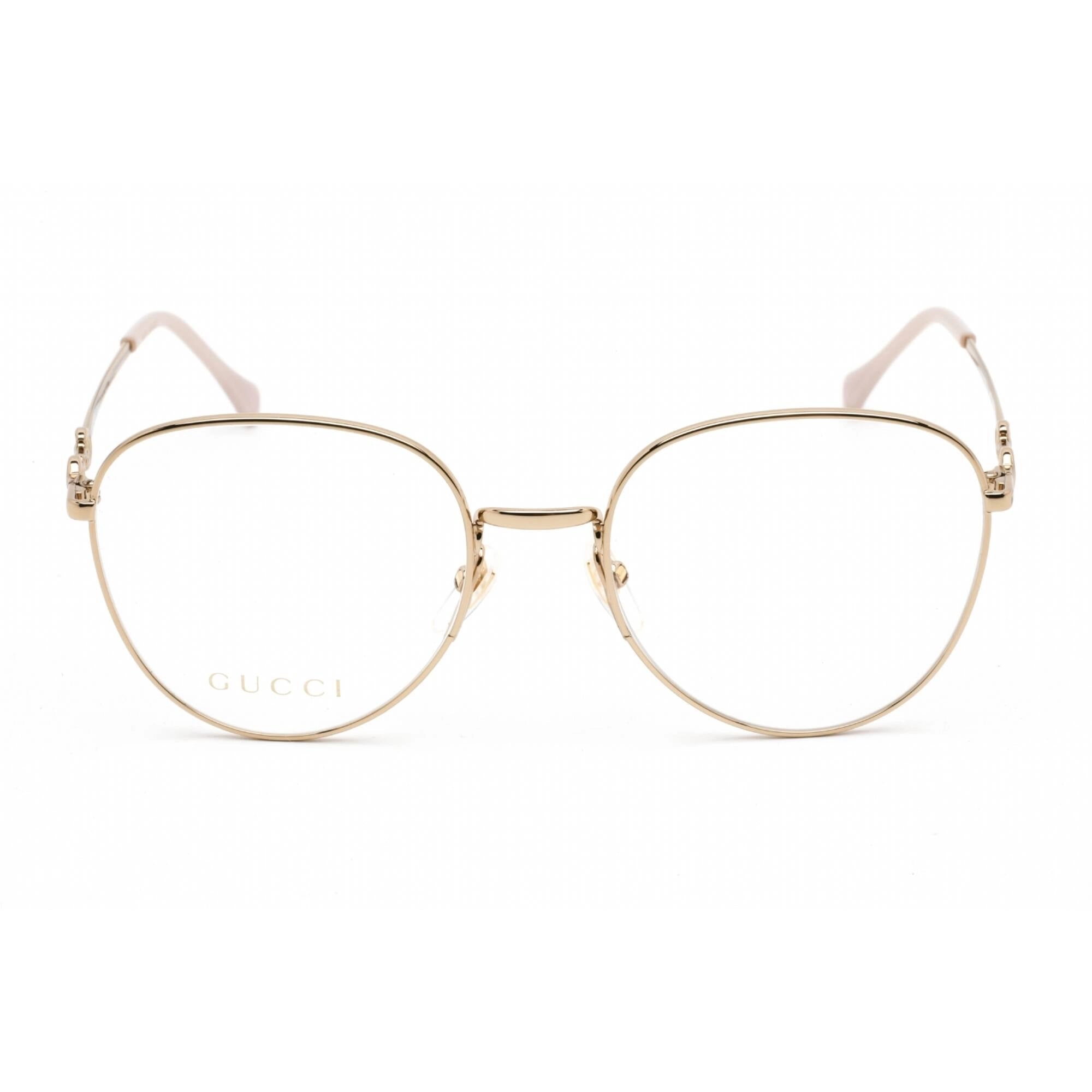 Gucci Women's Eyeglasses - Shiny Gold Metal Oval Shape Full Rim Frame | GG0880O 001