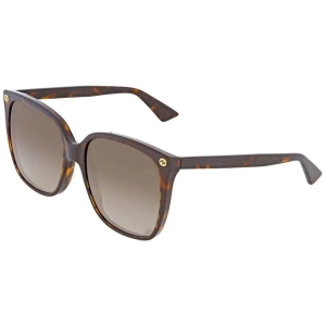 Gucci Women's Sunglasses - Full Rim Dark Havana Acetate Square Frame | GG0022S 003