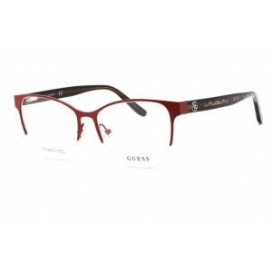 Guess Women's Eyeglasses - Half Rim Matte Bordeaux Metal Cat Eye Frame | GU2873 070