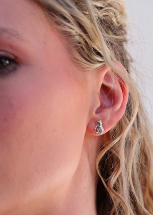 Happy Cat Silver Studs